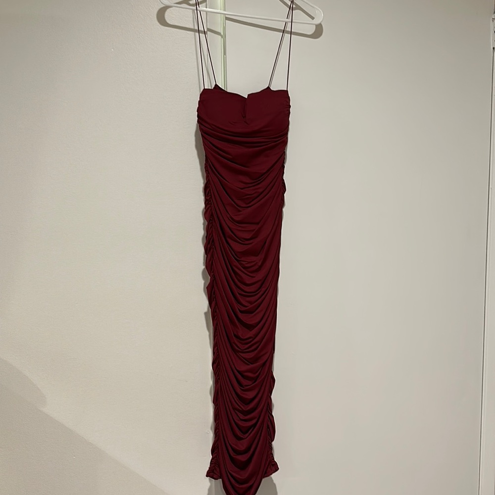 Maroon long strap dress